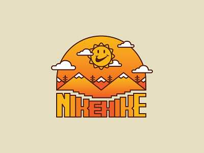 Nike Hike adventure badge branding explore graphic design hike illustration minimal nike outdoor patch sunshine trekking vector