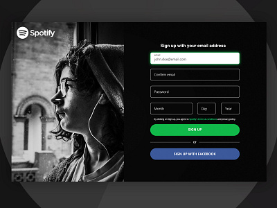 001 Sign Up 800x600 001 1stdribble dailyui redesign spotify ui web