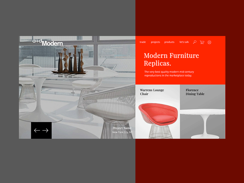 Modern Furniture Homepage Animation abovethefold ae aftereffect animation featured furniture homepage ui ux webdesign