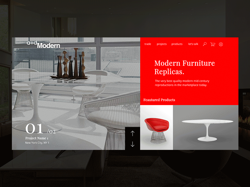 a+dModern homepage design abovethefold atf furniture homepage rebound webdesign