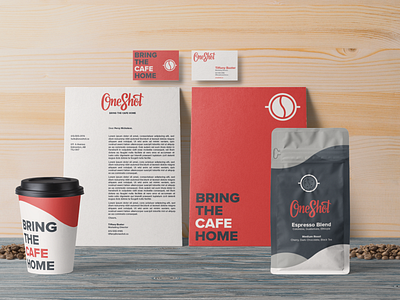 OneShot Stationery & Identity System branding briefbox coffee hand lettering identity lettering logo logotype minimal typography