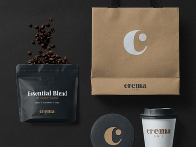 Crema Cafe Product Mockup branding cafe coffee identity logotype minimal mockup packaging product typography