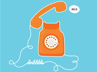 Hello Dribbble! debut first shot hello dribble retro telephone vector