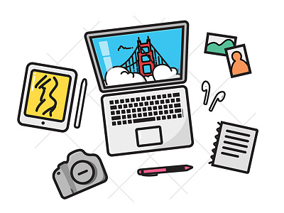 My Desk camera desk icon illustration illustrator ipad laptop notebook vector