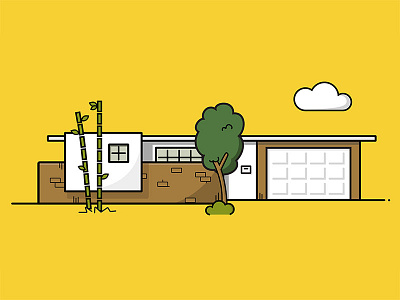 My Childhood Home — Home Series architecture bamboo home house icon illustration los angeles tree vector