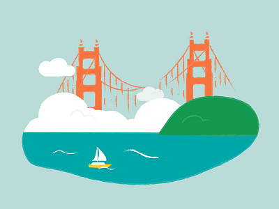 Golden Gate Bridge — Horizontal Journey Series bay area golden gate bridge illustration san francisco