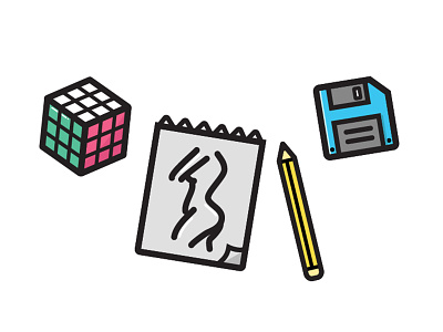 Child — About Studio Sophy drawing floppy disk icon illustration pencil rubiks cube sketching sketchpad vector