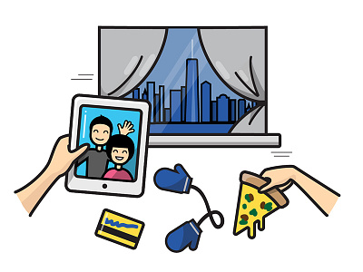 New York — About Studio Sophy facetime icon illustration ipad manhattan metro card new york pizza skyline vector vignette window