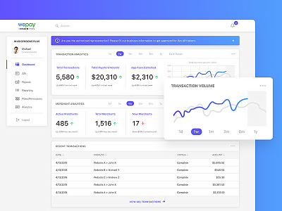 WePay Payments Dashboard analytics app clean dashboard data graph minimal payments ui wepay