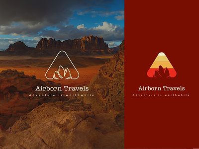 Airborn Travels Logo adventure branding clean design illustration jordan letter logo logo sketch traveling typography valley vector visit jordan wadi rum