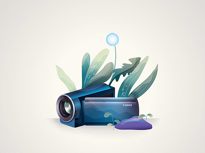 Wild caméscope camera grass illustration illustrator leaf natur retro vector