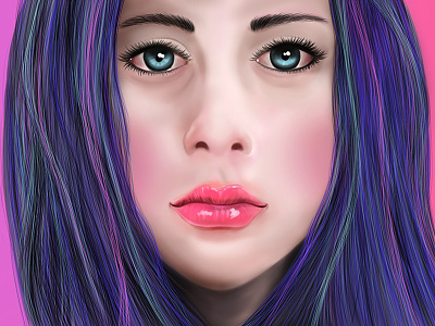 Hey, everyone <3 cute drawing girl graphic tablet illustration purple wacom