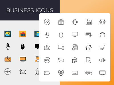 Pixel Perfect Business Icon Set android business icon pack business icons credit card delivery files flat glyph home icon icon design icon set iconography icons line lock safe sign symbol trendy