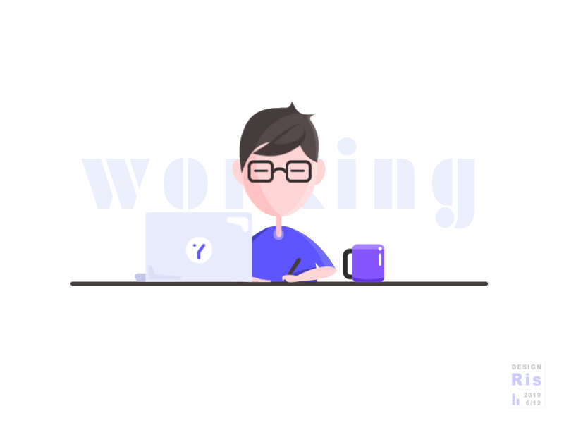 Working ae animation app blue color design drawing gif landing mobile motion design portrayal print typography ui web white working