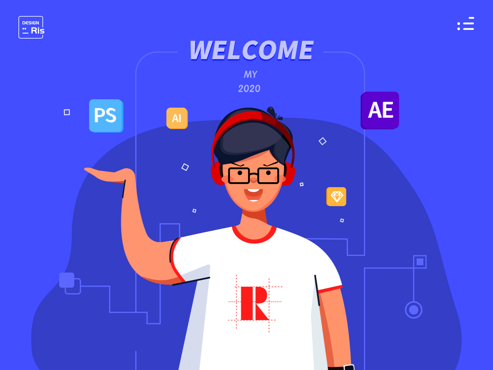 welcome my 2020 2020 3d ae animation blue branding color design flat gif illustration people ps ui ux welcome