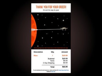 Daily Ui 017 - Email Receipt amazon dailyui dailyui016 design email funny graphic illustrator mars receipt space ui