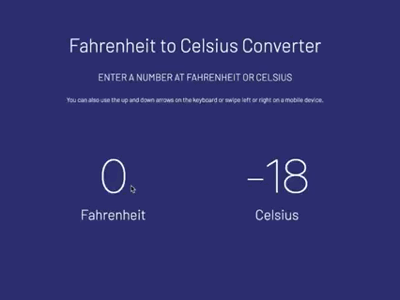 Fahrenheit to Celsius Temperature Converter javascript ui design