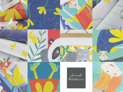 Children’s illustrations childrens card designs childrens fabric design childrens pattern design sarah watkins designer uk designer