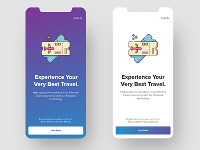 Travel App Welcome Screen Concept booking flight mobile screens ticket travel app travell user interface ux
