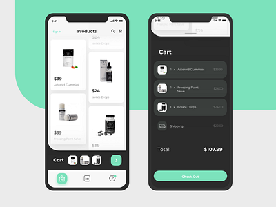 Shopping App cart checkout e commerce product shopping app ui ux