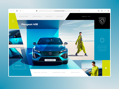 UI Concept | Peugeot 408 blue concept creative design site ui uiux ux webdesign white