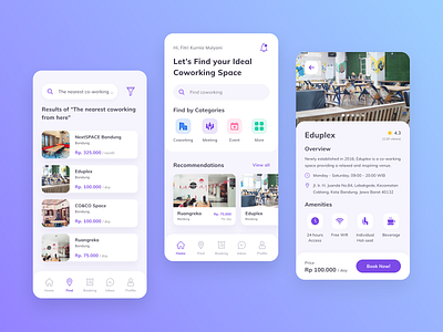 Coworking Space Finder App - Exploration coworking coworking space design mobile ui ui uiux design user interface ux