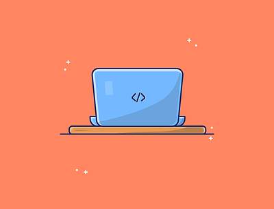 Laptop on bench clean design elegant illustration laptop simple vector work workstation