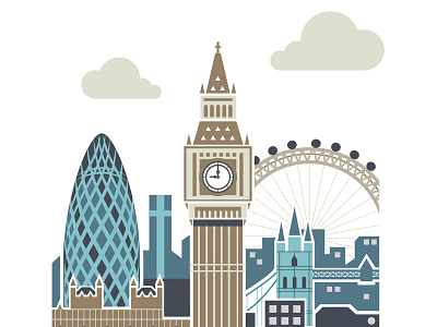 London 2d big ben england holiday illustration line location london minimal nuthon place shape travel uk vector work