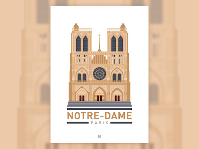 Notre Dame de Paris attraction design gothic illustration landmark notre dame outdoor paris place poster religion renaissance scenic sightseeing tourism tourist travel urban vector view