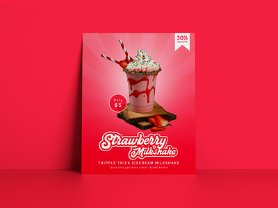 Strawberry Milkshake Flyer Design brochure design creative design flyer design graphic design icecream photoshop print design restaurant visual design