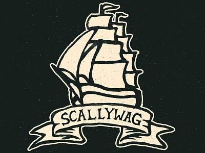 Scallywag drawing illustration lettering old school ship tattoo