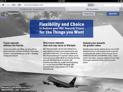 Responsive RBC Avion Landing Page design responsive
