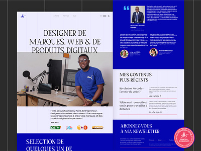 Site web personnelle - Portfolio Mamadou Koné design elementor personal branding personal site portfolio portfolio design site web uidesign webdesign wordpress xd design