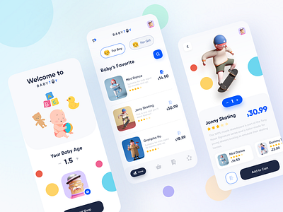 E-commerce Toys Products App 2020 trends android app design app app design app ui baby doll dribbble e commerce illustration ios app design minimal online shop product toy design toy story trendy ui ui kit user experience