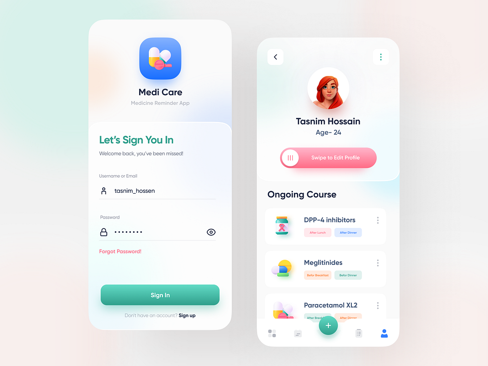 Medicine Reminder Mobile App by Imran Hossen on Dribbble