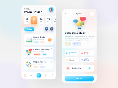 Task Manager Mobile App 2020 trend app design app ui imran ios app design management app managment minimal product design reminder reminder app task app task list task management app task manager todo app todo list trendy ui user experience
