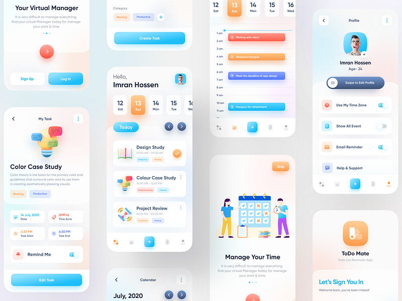 Task Manager Mobile App by Imran Hossen for Prelook Studio on Dribbble