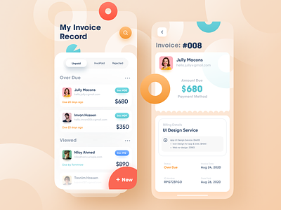 Mobile app - Invoice Payment Services app design app ui banking app branding design finance imran invoice invoice design ios app design minimal mobile app mobile ui payment payment app payment service product design trendy ui design uiux user experience