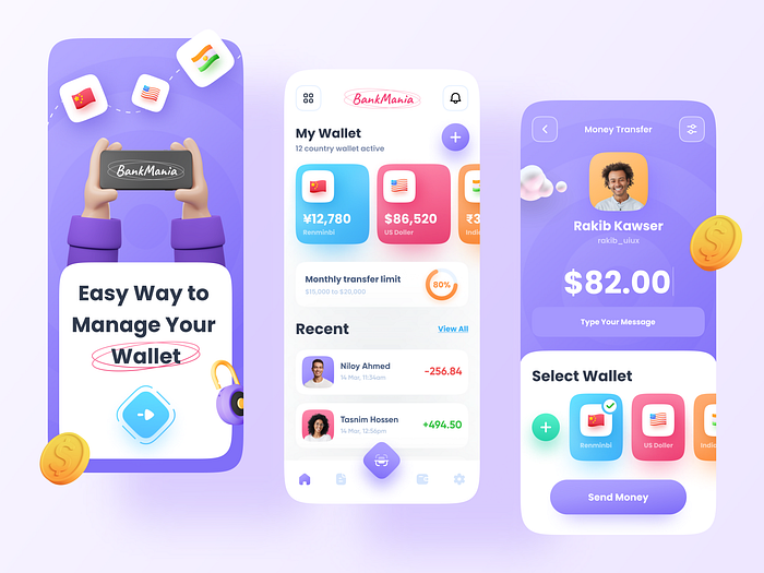 Wallet App Design by Imran Hossen for Orizon: UI/UX Design Agency on ...