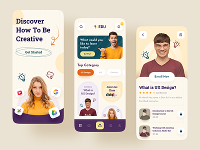 Educational App app ui app ui design course course app e learning education app educational educational app imran learning app learning platform mobile app online course orizon study app ui design uiux uiux design