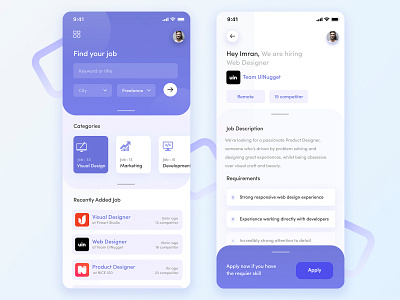 Job Finder App Concept app app design app ui app ui design application design case study concept app dribbble inspiration interaction design job ui user experience design user interaction user interface design ux