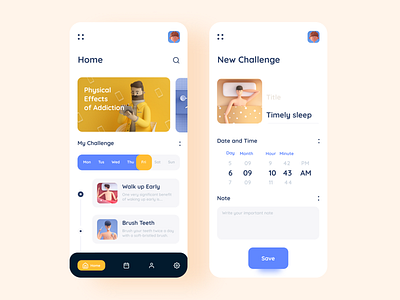 Daily Challenges App activity android app design app app design app designer app ui color ios app design minimal mobile ui product task management to do app trend 2019 trendy ui user experience user inteface ux