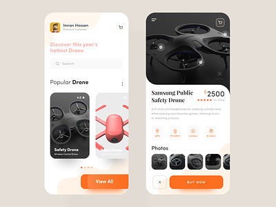 E-commerce Drone Products App 2019 design trend 2019 trend android app design app design app ui color design dribbble drone ecommerce app imran ios app design minimal product design trend trendy ui user experience userinterface ux