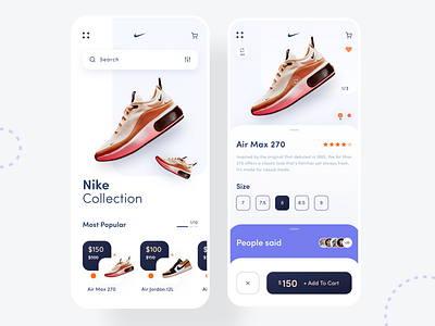 E-commerce Nike Collection App 2019 trend app app design app ui dribbble e commerce ecommerce app interaction design ios app design minimal nike popular product design prototype shoes trendy ui user experience user interface design ux