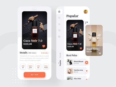 Perfume Products App UI 2019 trend app design app ui classic clean ui ecommerce app ios app design light minimal product product design trendy ui uiux user experience user experience design user interface ux