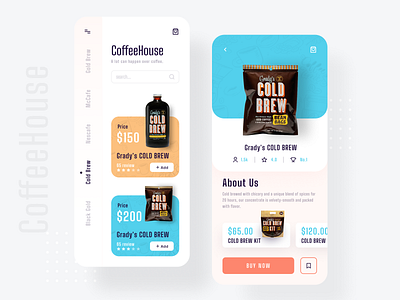 Coffee House App Design 2019 trend app design app ui cart clean coffee coffeeshop ecommerce app food app food ordering app imran minimal popular product trendy ui design uiux design user experience user inteface