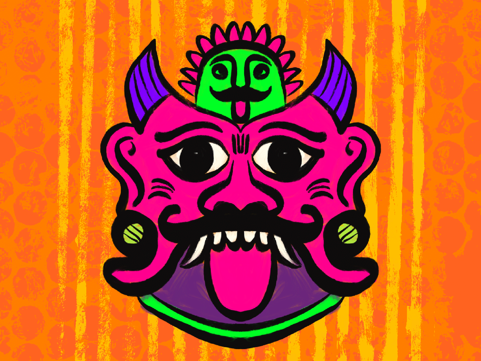 Double Mask 😷👹 colors covid19 gif graphic design happy illustration indian indianart mask photoshop