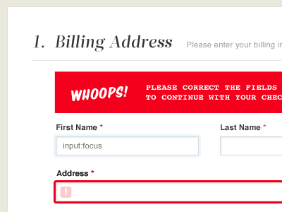 Error Message Fun cart checkout forms message notification red ui