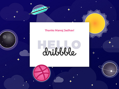 Hello Dribbble from outta space! first shot hello dribbble icon pictograms planet space stars sun