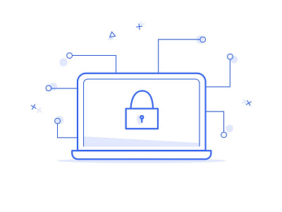 Tech Icon - Security computer design floating icon illustrator lock picto security